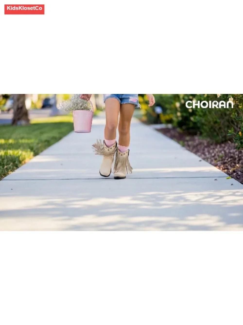 Girls Faux Suede Cowgirl Boots with Fringe & Side Zipper Western